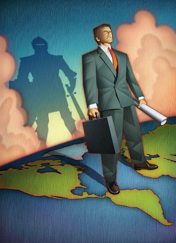 Conceptual-Business Man Knight Illustration