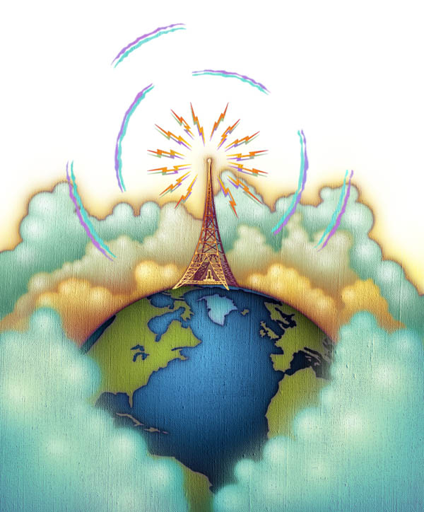 Conceptual-World With Radio Tower Illustration
