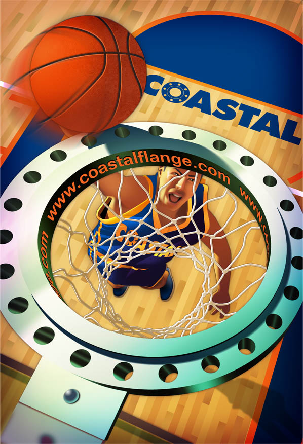Conceptual-Slam Dunk Basketball Flange Illustration