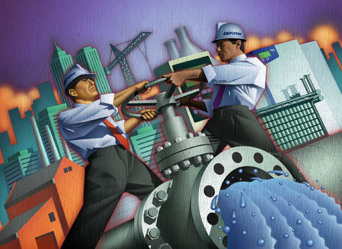 Conceptual-Men with Valve Illustration