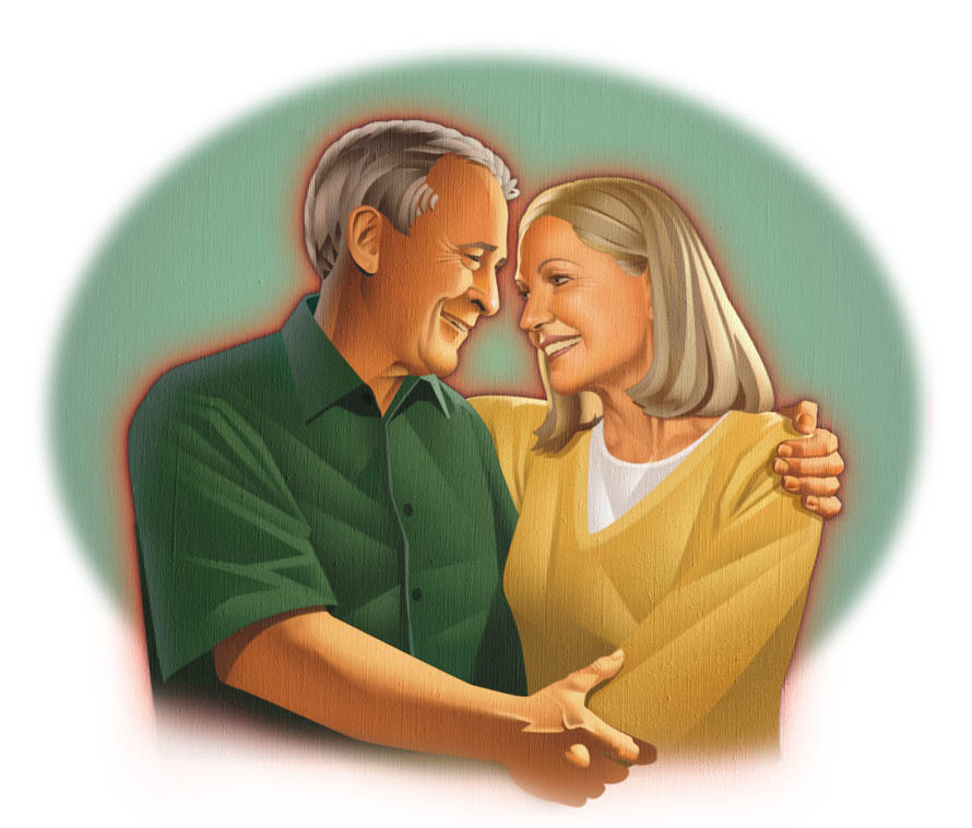 Faux Traditional-Intimacy Senior CoupleIllustration