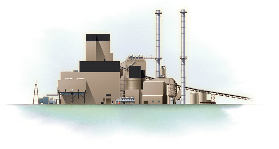 Technical-Power Generation Plant Illustration